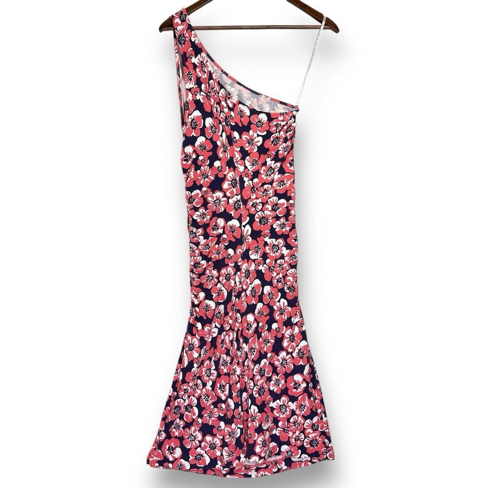 Lilly Pulitzer Island Coral Build Me Up One Shoulder Ruched Dress | M | Stretch - Picture 4 of 9